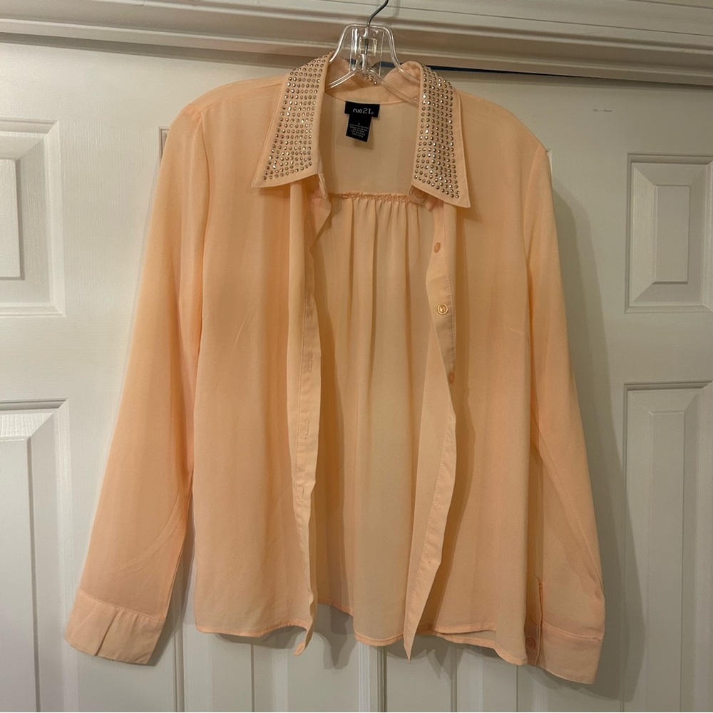 Peach Rhinestone Blouse